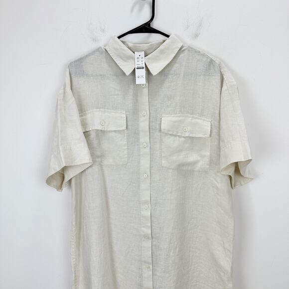 J.Crew Tall Utility Shirtdress Linen Natural Beige Relaxed Pockets Small NWT - Picture 6 of 12